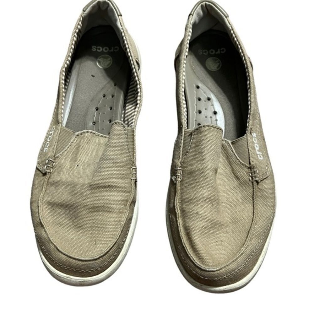 Crocs tan slip on loafers super comfortable size 10